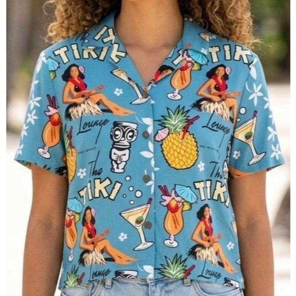 Kahala Michael Cassidy Tiki Lounge Hawaiian Button Camp Shirt Size M